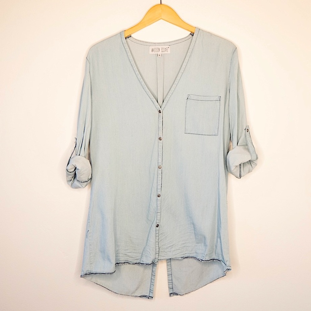 Madison Square Denim Button Down Top - image 1